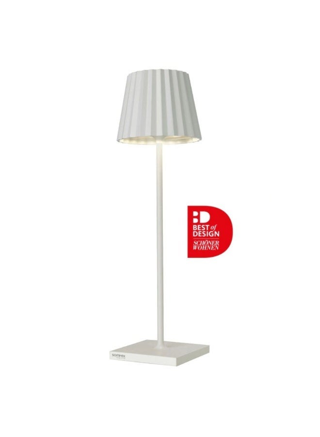 Sompex Troll 2.0 LED Table Lamp | IP54 (splash and dust proof) | 2 warm white light colours | Stepless touch dimmer | Wireless Indoor & Outdoor | Aluminium | Brightness memory | H 38 cm - White - Image 1